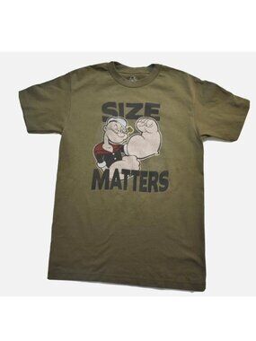 Popeye Mens Size Matters Popeye Flexing Muscles Big Guns Funny Shirt New Small